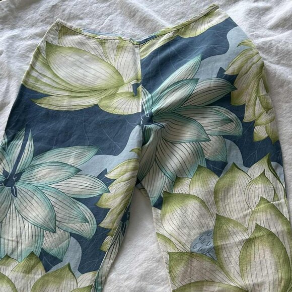 Tommy Bahama Blue-Green Lotus Silk-Linen Straight-Leg Resort Pants – US 8 - Picture 1 of 7
